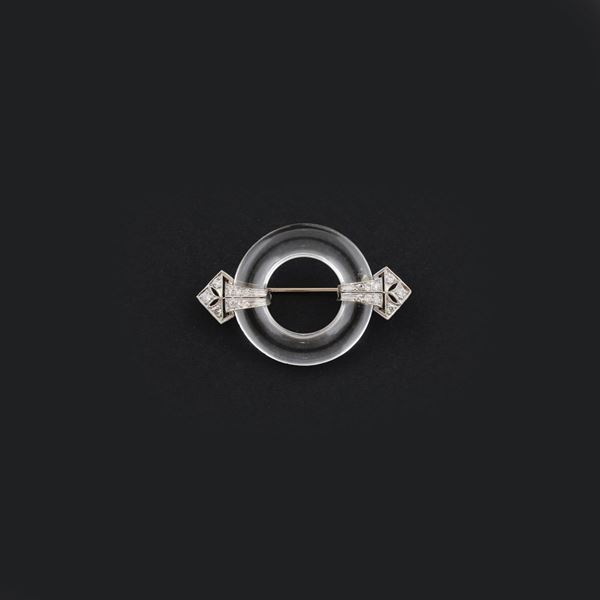 ROCK CRYSTAL, GOLD AND PLATINUM BROCH