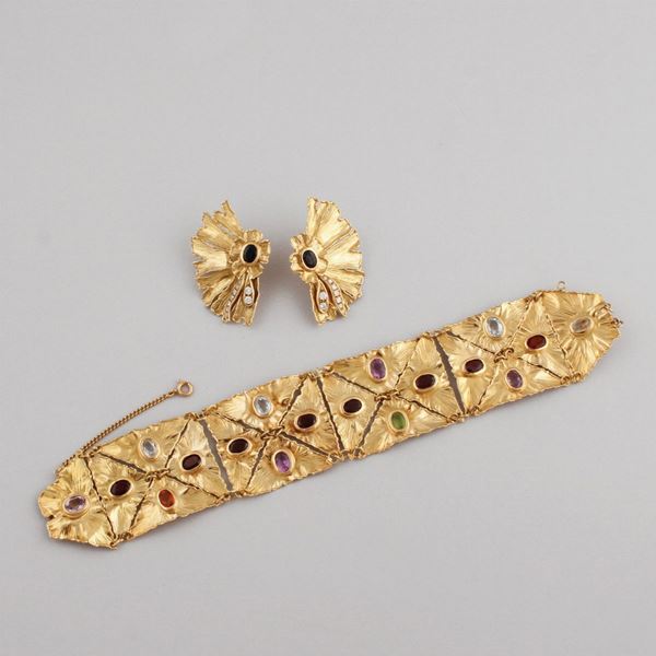 SAPPHIRE, DIAMOND AND GOLD PARURE