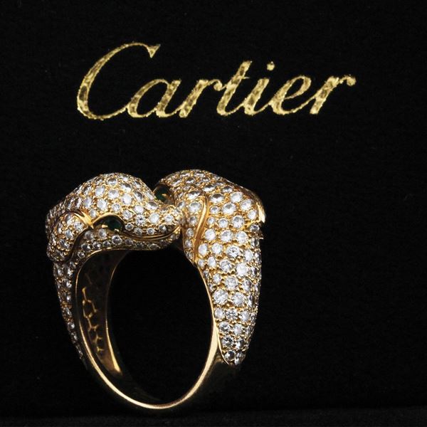 Cartier - DIAMOND, EMERALD AND GOLD RING