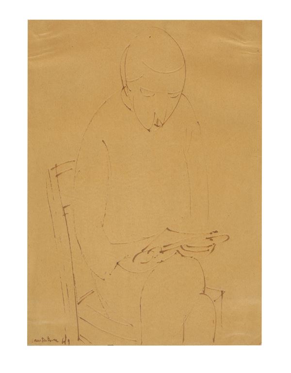 DOMENICO CANTATORE : Figura che legge  (1941)  - China su carta - Asta ARTE MODERNA E CONTEMPORANEA - Casa d'Aste International Art Sale