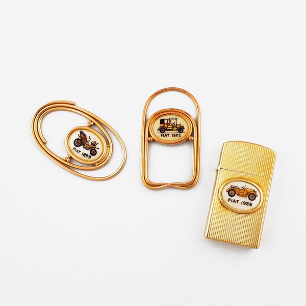TWO GOLD MONEY CLIP AND ONE GOLD COVERED LIGHTER