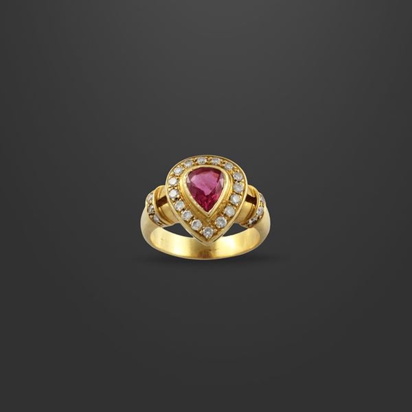 RUBY, DIAMOND AND GOLD RING  - Auction JEWELERY, WATCHES AND SILVER - Casa d'Aste International Art Sale