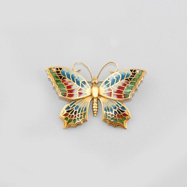 DIAMOND AND GOLD BROOCH