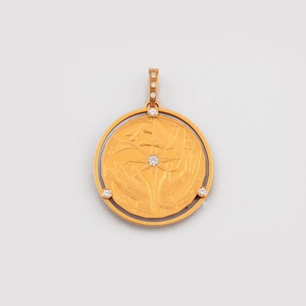 DIAMOND AND GOLD MEDAL  - Auction JEWELERY, WATCHES AND SILVER - Casa d'Aste International Art Sale