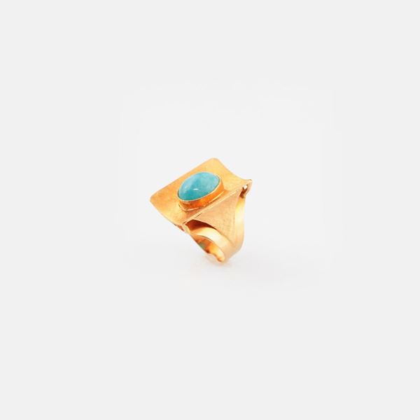AMAZONITE AND GOLD RING