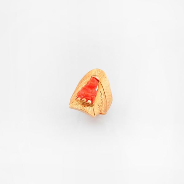 CORAL AND GOLD RING