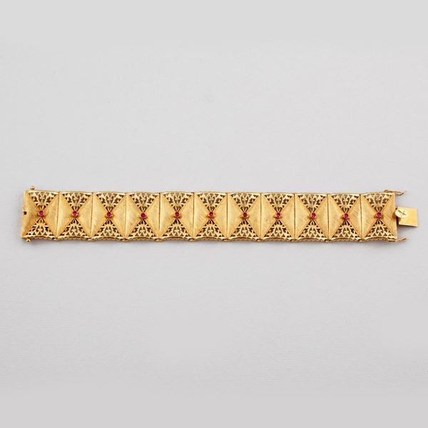SYNTHETIC RUBY AND GOLD BRACELET  - Auction JEWELERY, WATCHES AND SILVER - Casa d'Aste International Art Sale