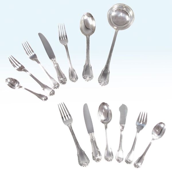Buccellati - SILVER TWELVE CUTLERY SERVICE, "Borgia"