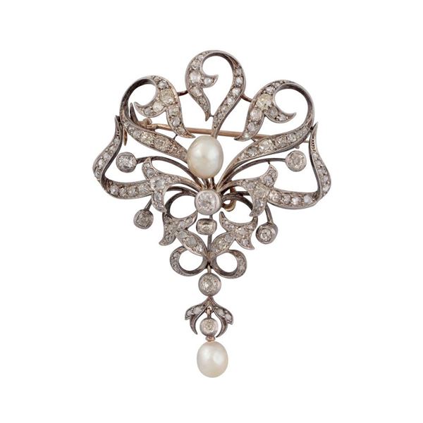 SPILLA-PENDENTE, PERLE NATURALI  - Asta Gioielli Importanti - Casa d'Aste International Art Sale