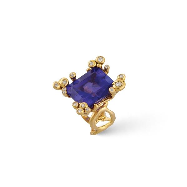 TANZANITE, DIAMOND AND GOLD RING  - Auction Special Jewelery, Vintage signed - Casa d'Aste International Art Sale