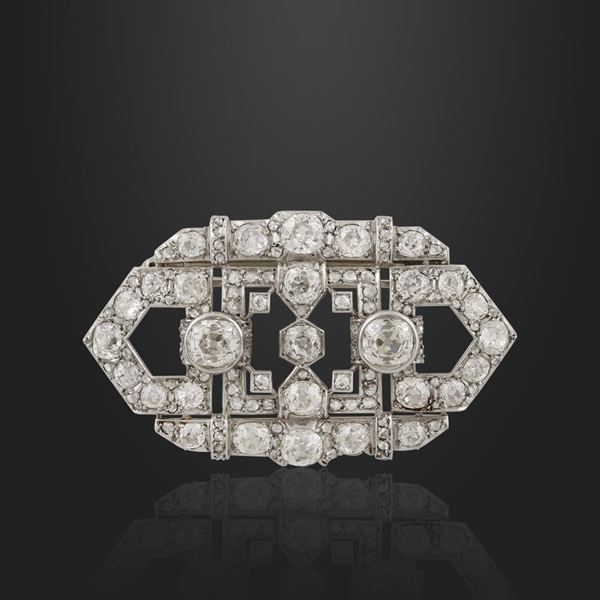 DIAMOND AND PLATINUM BROOCH  - Auction Special Jewelery, Vintage signed - Casa d'Aste International Art Sale