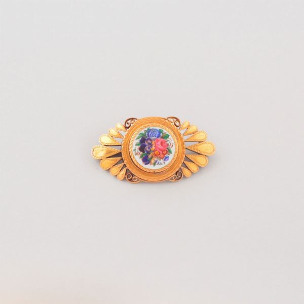18KT YELLOW GOLD BROOCH  - Auction Timed Auction Jewelery , Watches and Silver - Casa d'Aste International Art Sale