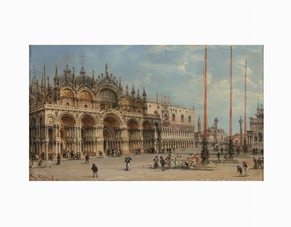 Piazza San Marco con la Basilica  - Auction Modern, Contemporary and 19th Century Paintings - Casa d'Aste International Art Sale