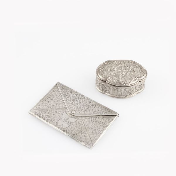 ENGLISH CARD HOLDER AND BOX, SILVER 800  - Auction Summer Time - Casa d'Aste International Art Sale