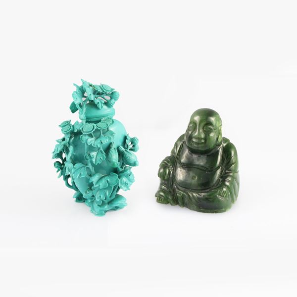 LOT, CHINESE JAR AND SCULPTURE