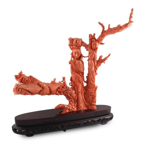 CORAL CHINESE SCULPTURE (Felure)