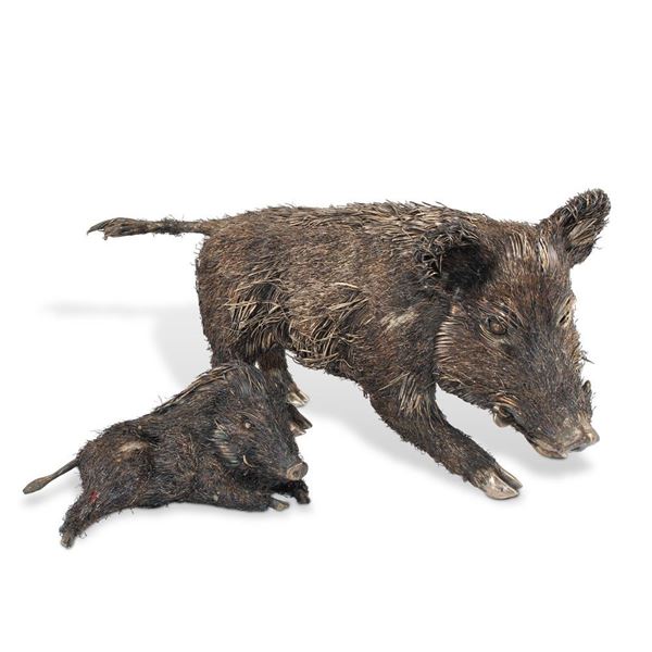 TWO BOARS, SILVER 925