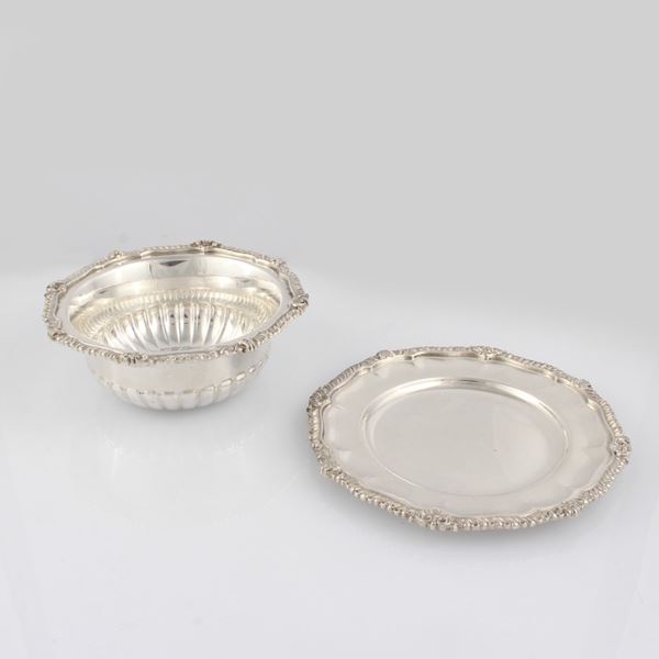 925 SILVER SET OF FINGER-WASHING CUPS AND BREAD PLATES