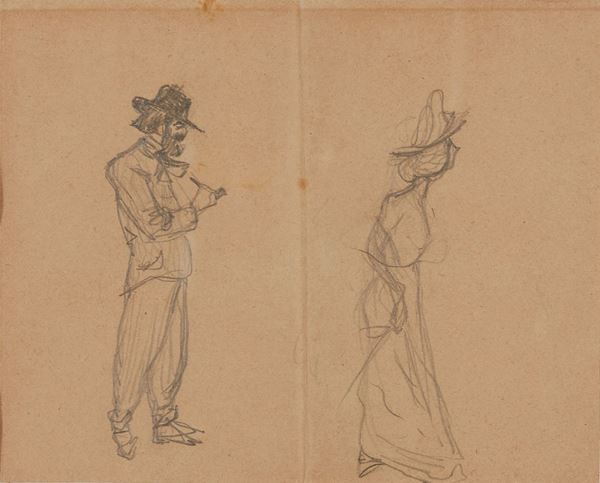Tipi parigini - lettera alla fidanzata, 1900 ca.  - Auction MODERN ART, CONTEMPORARY AND 19TH CENTURY PAINTINGS - Casa d'Aste International Art Sale