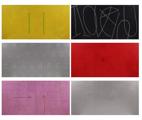 Fausto Bertasa - Acrilico su faesite  SEI RETTANGOLI 100 x 50 cm...