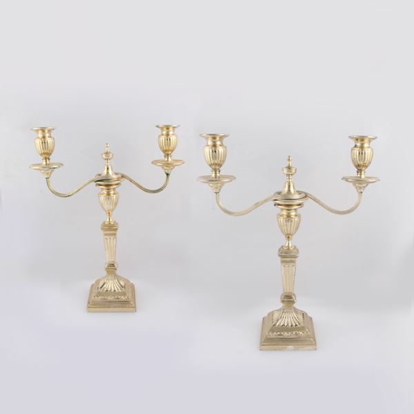 TWO 800 SILVER CANDELABRAS