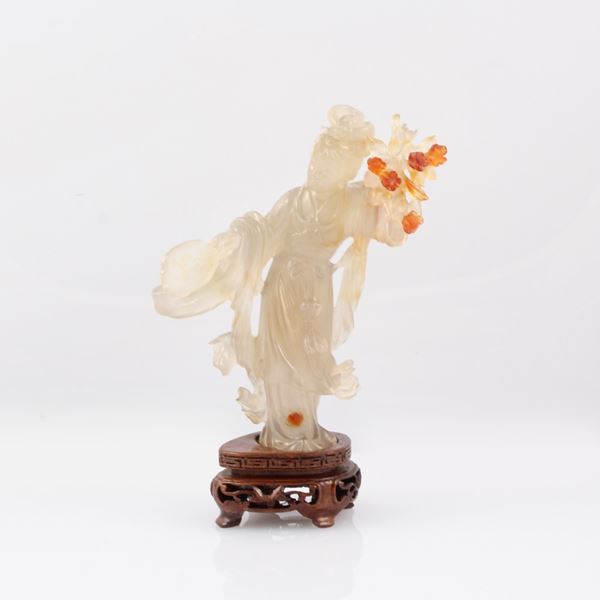 CARNELIAN SCULPTURE WITH WOODEN BASE  - Auction Jewels, Silver and Objects - Casa d'Aste International Art Sale
