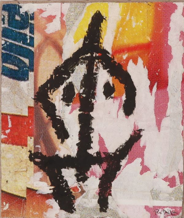 MIMMO ROTELLA : "Primitivo"    - Collage su tela - Asta ARTE MODERNA E CONTEMPORANEA - Casa d'Aste International Art Sale