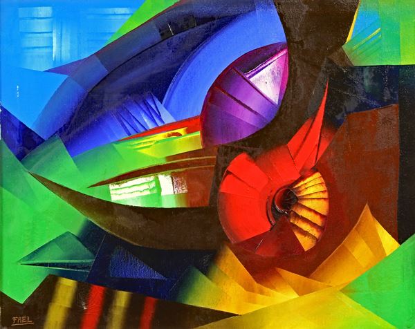 Composizione, anni ‘80  - Asta Libri illustrati e Arte Moderna, Contemporanea e Dipinti del XIX secolo  - Casa d'Aste International Art Sale