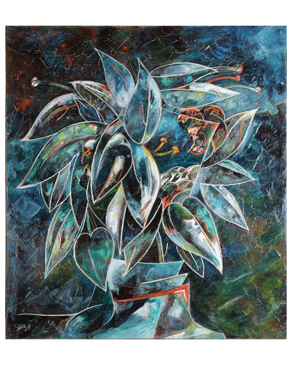 GIANNI DOVA - GIANNI DOVA (Roma, 1925 - Pisa, 1991)Vaso di fiori in un interno, 1966