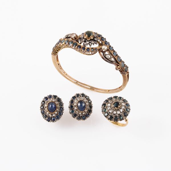LOT BRACELET, RING AND EARRINGS