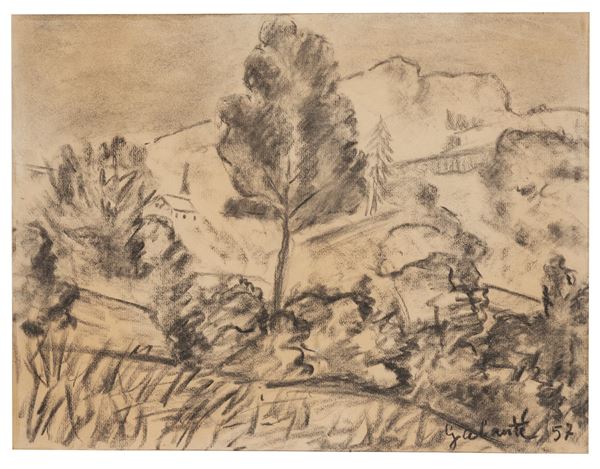 NICOLA GALANTE (Vasto, 1883 - Torino, 1969)   Paesaggio piemontese, 1957