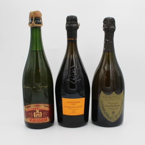 CASE WITH 3 BOTTLES of CHAMPAGNE 1995-1996