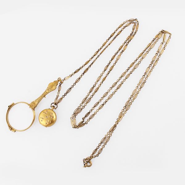 LOT OF CHIN, LORGNETTE AND POCKET WATCH