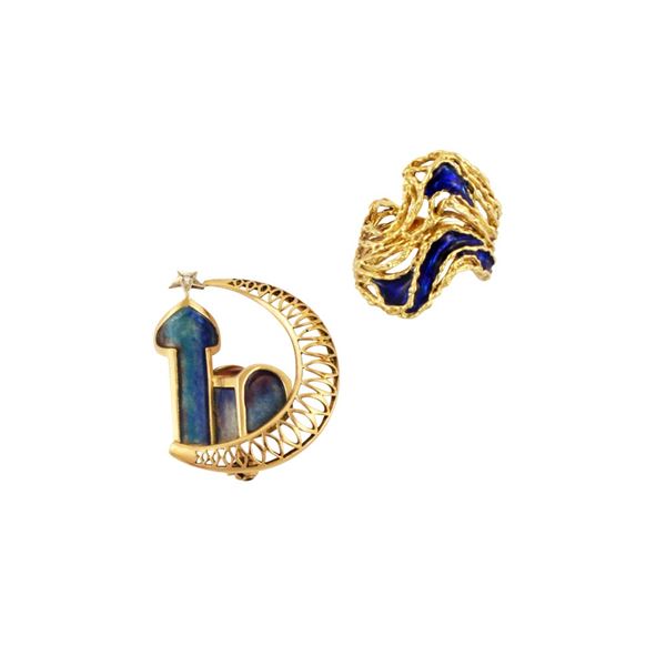 LOT OF RING AND BROOCH