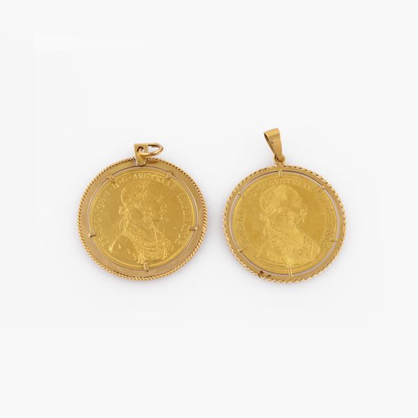 LOT OF TWO PENDANTS WITH AUSTRO-HUNGARIAN COIN