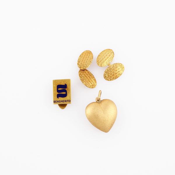 LOT OF PIN, CUFFLINKS AND PENDANT  - Auction Summer Time Jewelry, Watches and Silver - Casa d'Aste International Art Sale