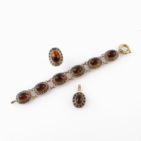 PARURE OF BRACELET, RING AND PENDANT