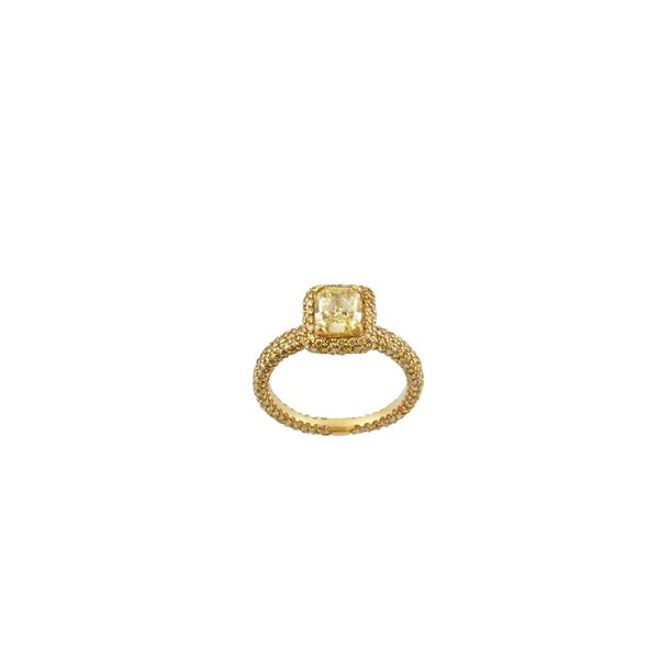 18KT GOLD AND DIAMOND FANCY INTENSE YELLOW RING  - Auction Important Jewelry - Casa d'Aste International Art Sale