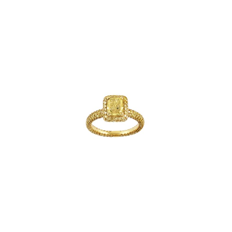 ANELLO, DIAMANTE FANCY INTENSE YELLOW