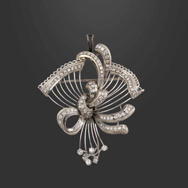 18KT GOLD AND DIAMONDS BROOCH - PENDANT