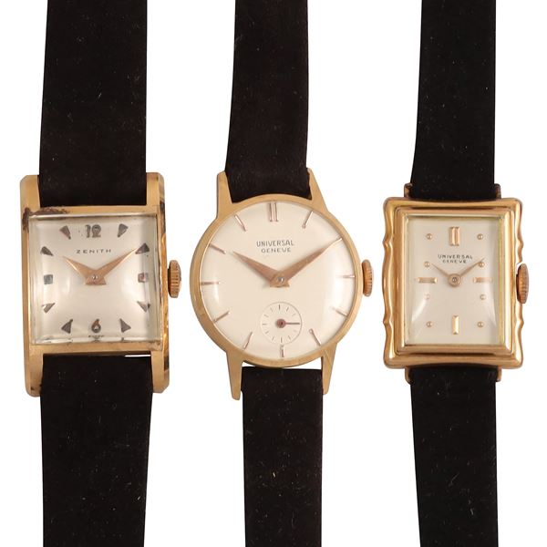 Lot of Three Wristwatches: Universal Geneve-Zenith