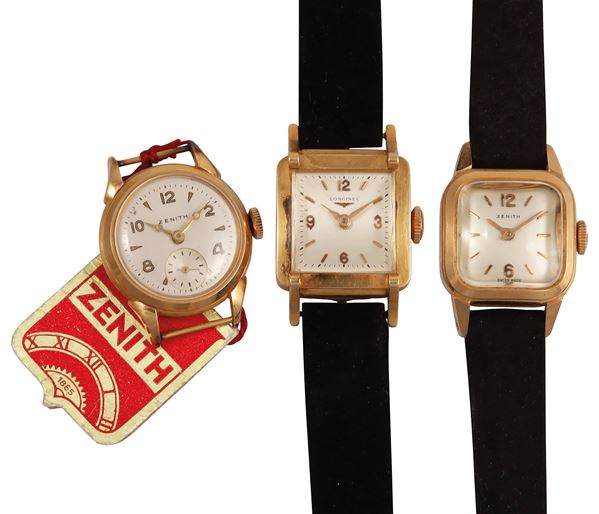 Lot of Three Wristwatches: Zenith-Longines  - Auction Vintage and Modern Watches - Casa d'Aste International Art Sale