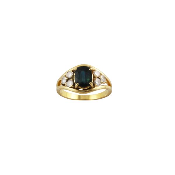 18KT GOLD, SAPPHIRE AND DIAMONDS RING  - Auction Jewelery & Objects by Vertu - Casa d'Aste International Art Sale