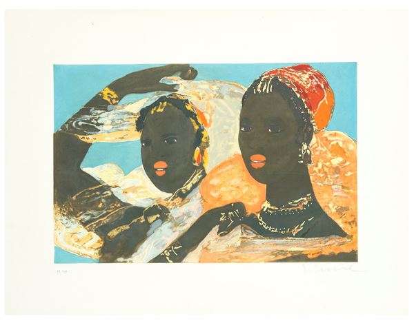 Salvatore Fiume : Somale  - Acquaforte - Asta Arte Moderna, Contemporanea e Dipinti del XIX Secolo - Casa d'Aste International Art Sale