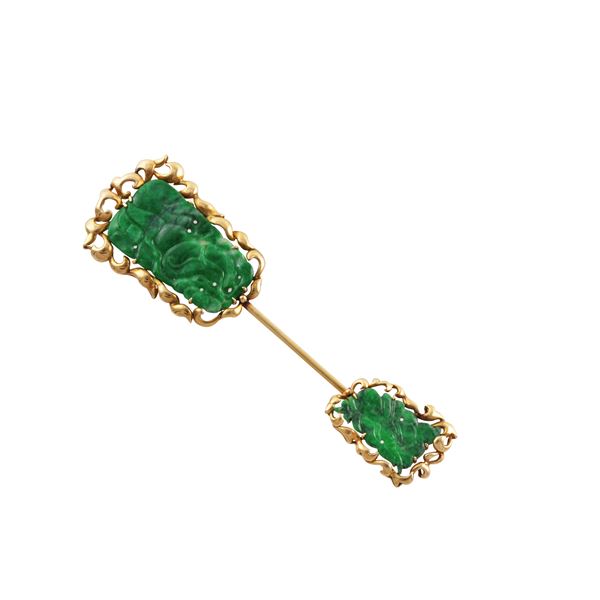 18KT GOLD AND JADEITE SURETÉ PIN