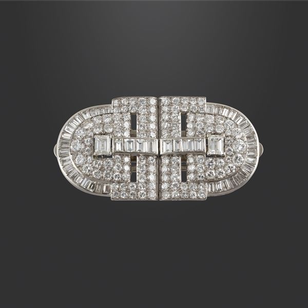PLATINUM, 18KT GOLD, DIAMONDS BROOCH  - Auction Jewelery & Objects by Vertu - Casa d'Aste International Art Sale