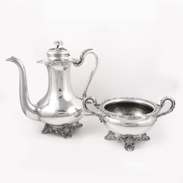 800 SILVER COFFEE POT AND SUGAR BOWL  - Auction JEWELRY, WATCHES, AND SILVERWARE - Casa d'Aste International Art Sale