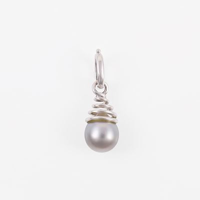 Pendente in oro bianco con perla coltivata Tahiti