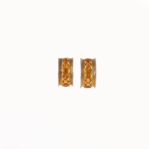 * 18KT GOLD AND CITRINE QUARTZ EARRINGS
