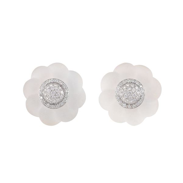 * 18KT GOLD, DIAMONDS AND QUARTZ EARRINGS  - Auction IMPORTANT JEWELS AND FINE SILVER - Casa d'Aste International Art Sale